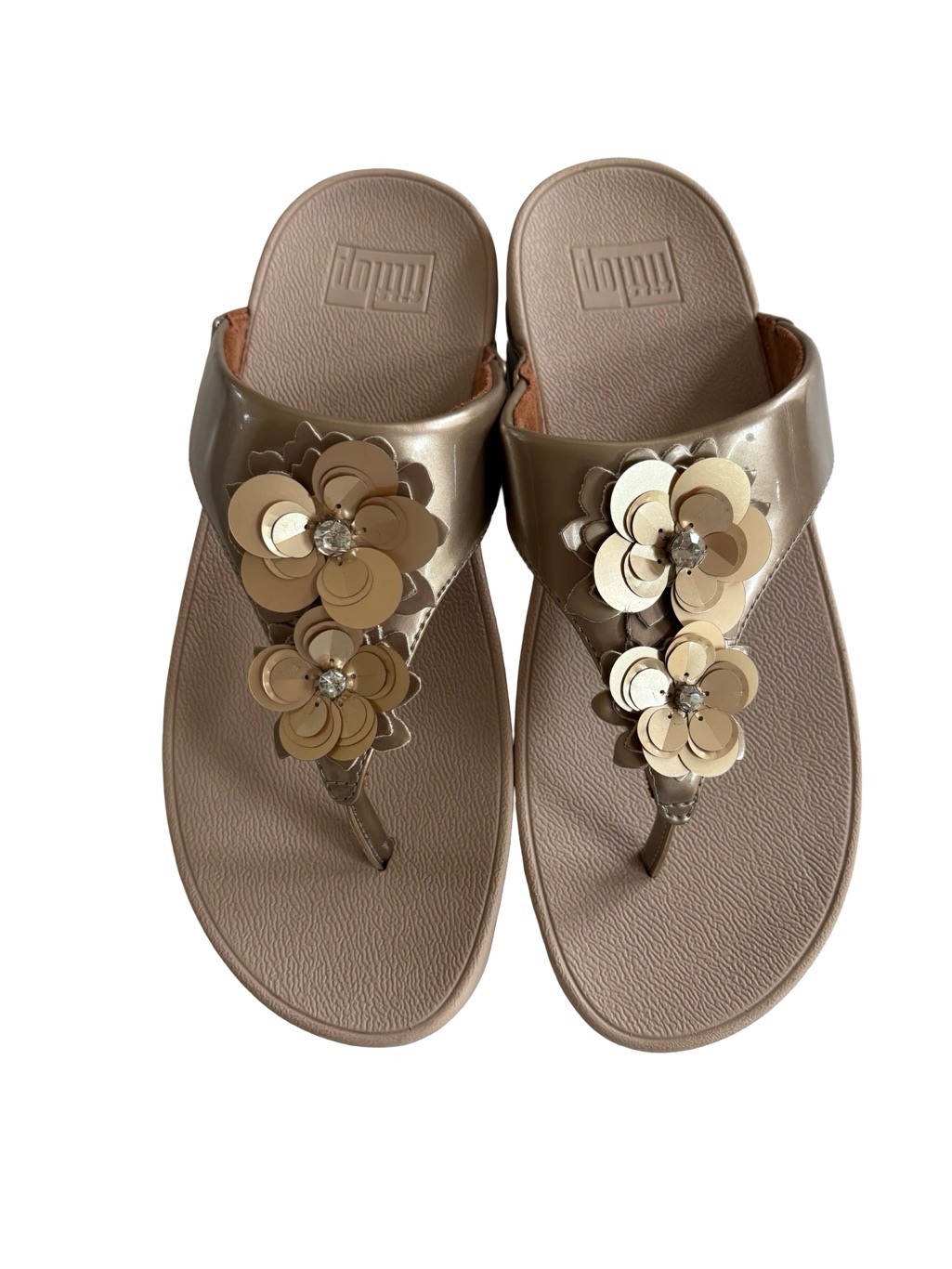 Fitflop Women’s Gold Floral Sandals Sz 8